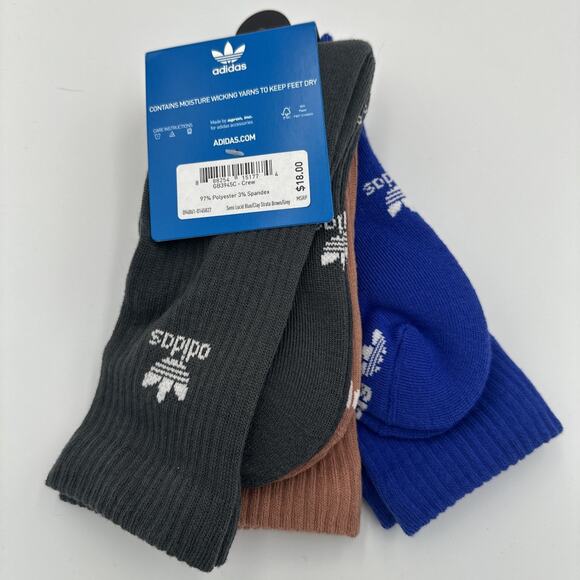 Adidas Crew Socks 3 Pair Pack Size Large Fits Shoe Size Womens 10-13 Mens 8-12 - Picture 4 of 6